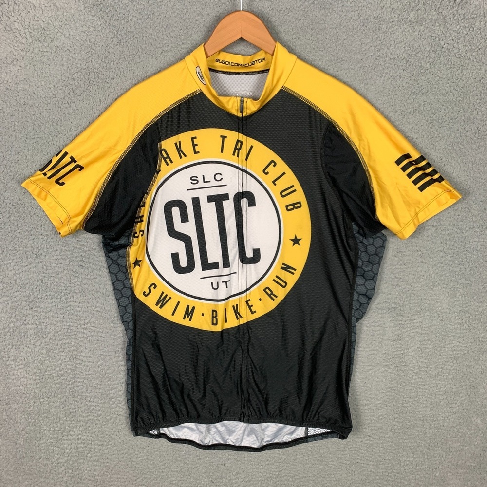 Sugoi Cycling Jersey Men's Size XXL 2XL Salt Lake Tri Short Sleeve‎ Yellow Black